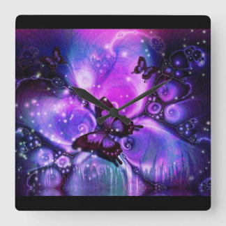 Black and Purple Butterfly Clock