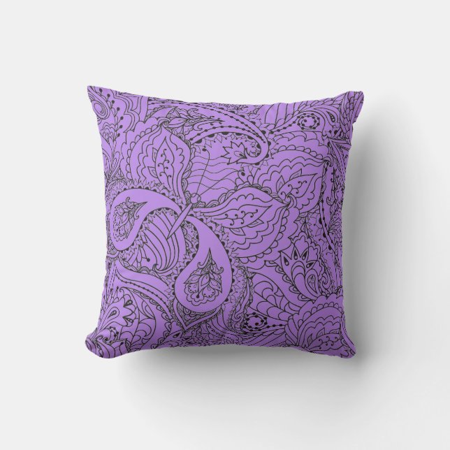 Black and Purple Butterfly Drawing Pillow (Front)