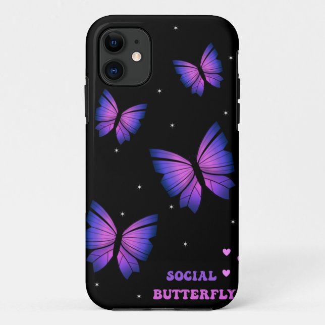 Black and purple Butterfly Phone case  (Back)