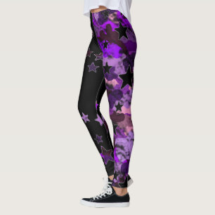 Black And Purple Camo Star Leggings