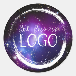 Black and Purple Celestial Photo Business Logo Classic Round Sticker