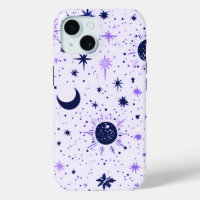 Black and Purple Celestial Sun Moon Stars