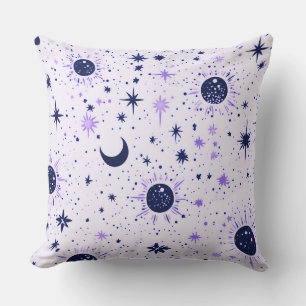 Black and Purple Celestial Sun Moon Stars Cushion