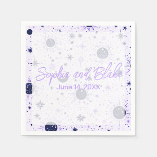 Black and Purple Celestial Wedding Napkin