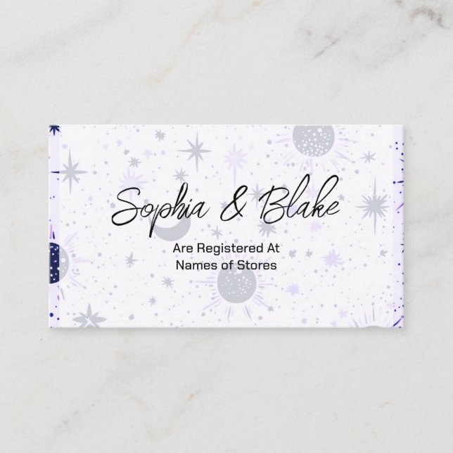 Black and Purple Celestial Wedding Registry Enclosure Card (Front)