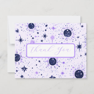 Black and Purple Celestial Wedding Thank You Card