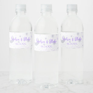 Black and Purple Celestial Wedding Water Bottle Label