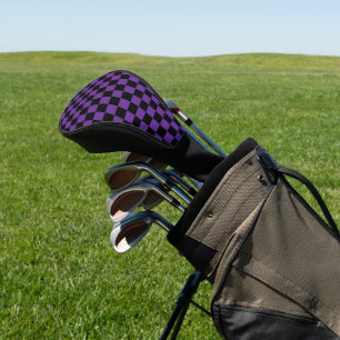 Black and Purple Chequered Print Golf Head Cover