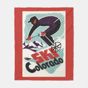 Black and Purple Clothed Skier Fleece Blanket