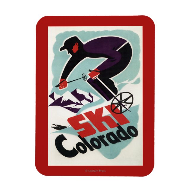 Black and Purple Clothed Skier Magnet (Vertical)