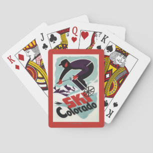 Black and Purple Clothed Skier Playing Cards