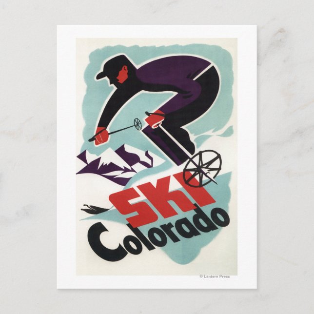 Black and Purple Clothed Skier Postcard (Front)