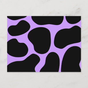 Black and Purple Cow Print Pattern. Postcard