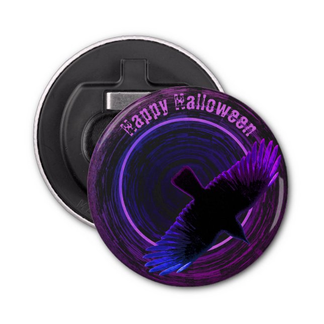 Black and Purple Crow Bottle Opener (Front)
