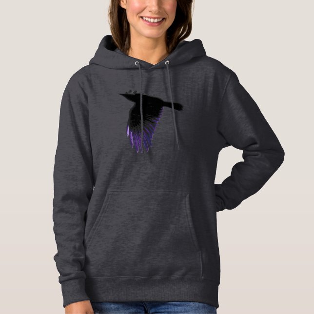 Black and Purple Crow Flying Hoodie (Front)