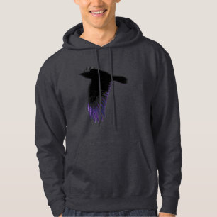 Black and Purple Crow Flying Hoodie