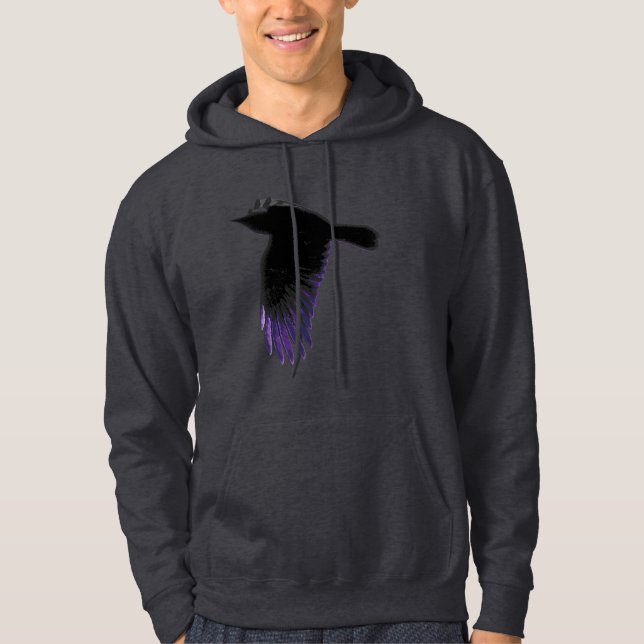 Black and Purple Crow Flying Hoodie (Front)