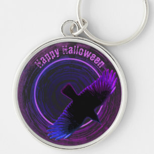Black and Purple Crow Key Ring