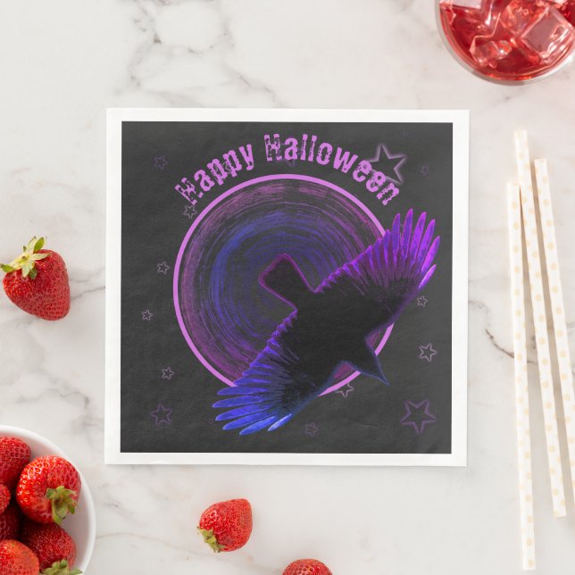 Black and Purple Crow Napkin (Insitu)