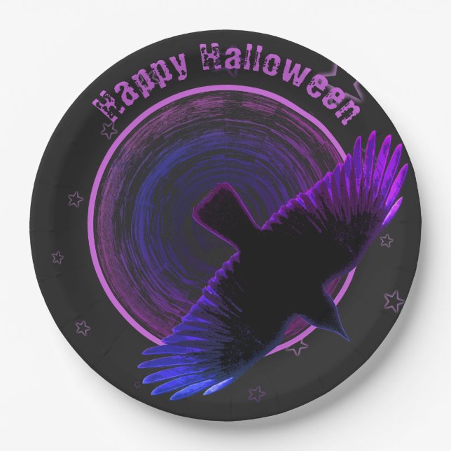 Black and Purple Crow Paper Plate (Front)