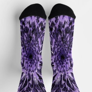 Black and Purple Dahlia Flower Socks