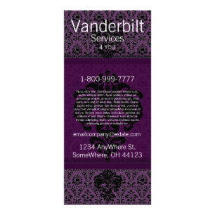 Black and Purple Damask  Rack Card