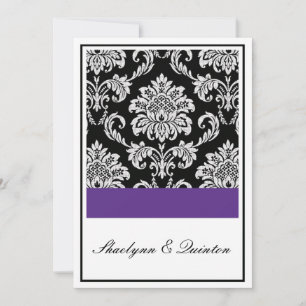 Black and Purple Damask Wedding Invitation