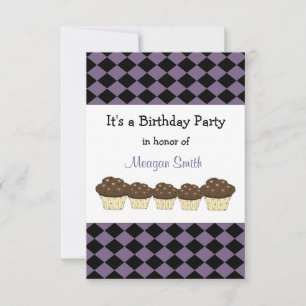 Black and Purple Diamond Birthday Invitation
