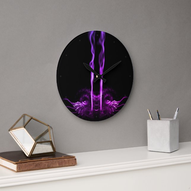 Black and Purple Dragon Smoke Large Clock (Office)