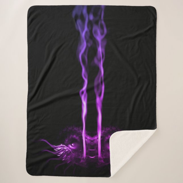 Black and Purple Dragon Smoke Sherpa Blanket (Front)