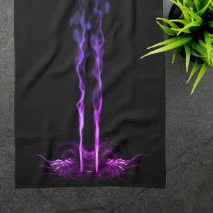 Black and Purple Dragon Smoke Tea Towel
