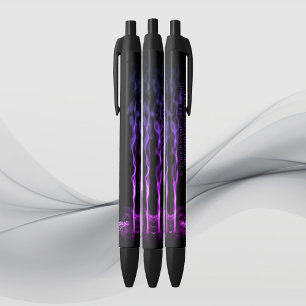 Black and Purple Dragon Smoke with Your Name Black Ink Pen