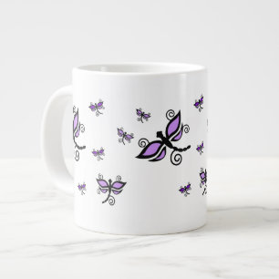 Black and purple dragonflies Jumbo Mug