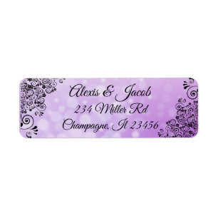 Black and Purple Elegant Script Return Labels