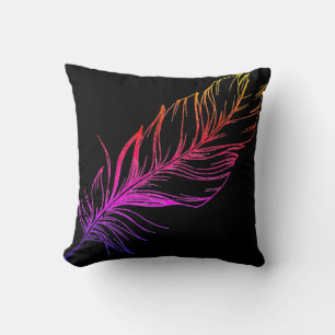 Black and Purple Feather Throw Pillow