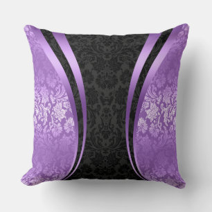 Black And Purple Floral Damasks Cushion