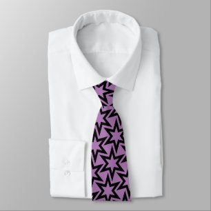 Black And Purple Geometric Star Pattern Tie