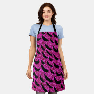 Black and Purple Glitter Animal Print Pattern Apron