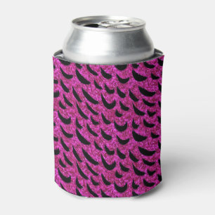 Black and Purple Glitter Animal Print Pattern Can Cooler