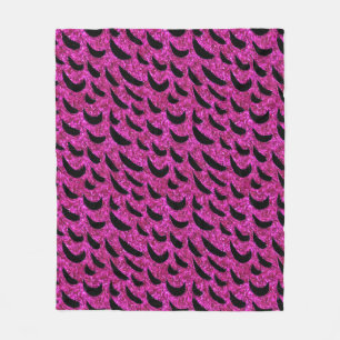 Black and Purple Glitter Animal Print Pattern Fleece Blanket