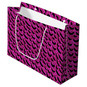 Black and Purple Glitter Animal Print Pattern Large Gift Bag