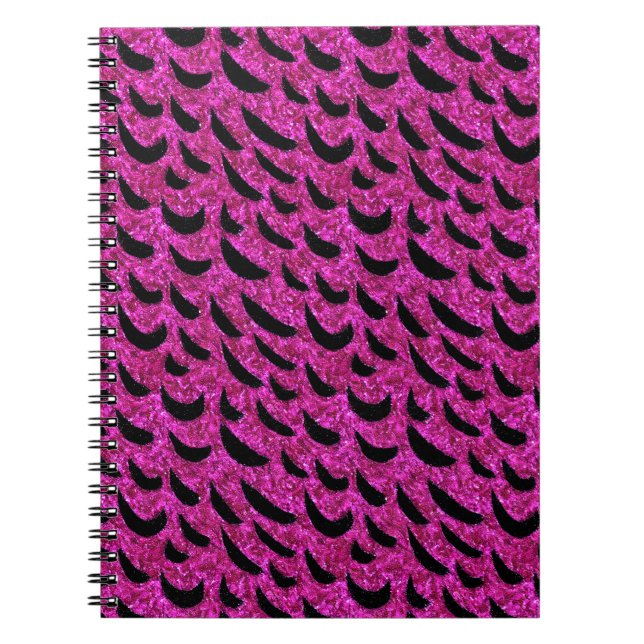 Black and Purple Glitter Animal Print Pattern Notebook (Front)