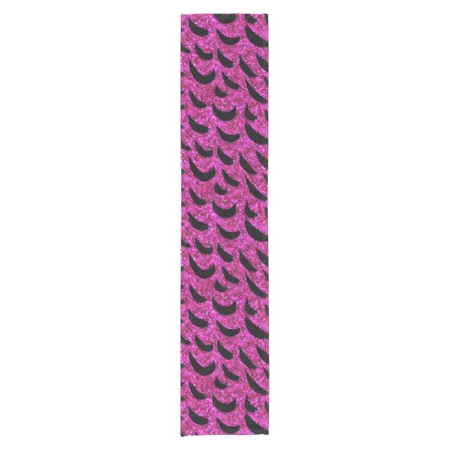 Black and Purple Glitter Animal Print Pattern Short Table Runner (Front)