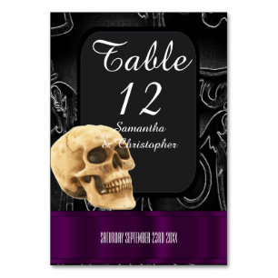 Black and purple Gothic fantasy skull Table Number