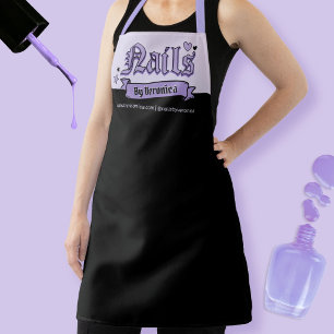 Black and Purple Gothic Nails Lettering Salon Apron