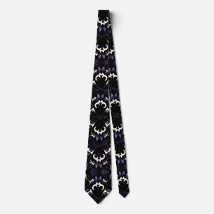 Black and Purple Gothic Pattern #2 Skull Neck Tie