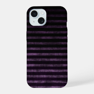 Black and Purple Grunge Ombre Stripes iPhone 15 Case