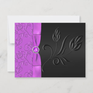 Black and Purple Jewelled RSVP Card