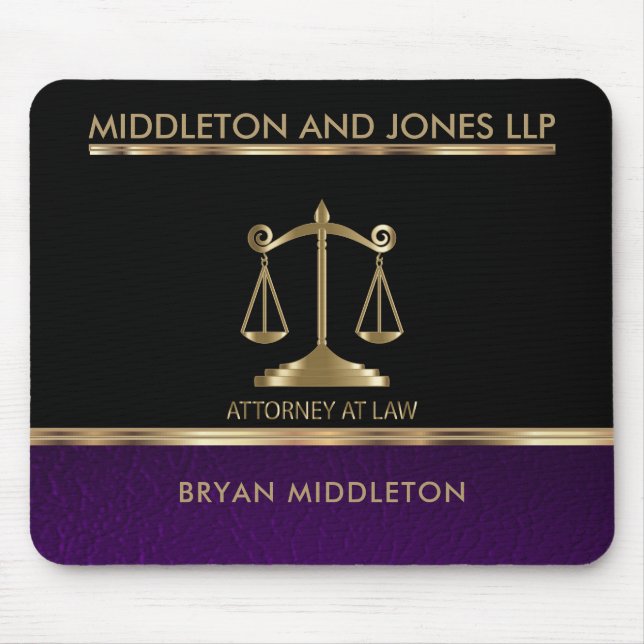 Black and Purple Leather Law Firm Designs Mouse Mat (Front)