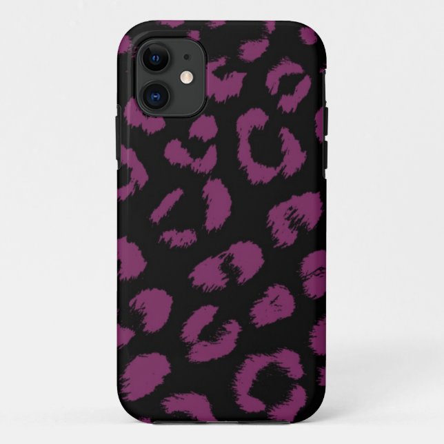 Black and Purple Leopard Pattern Case-Mate iPhone Case (Back)